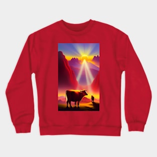 Cows at sunset Crewneck Sweatshirt